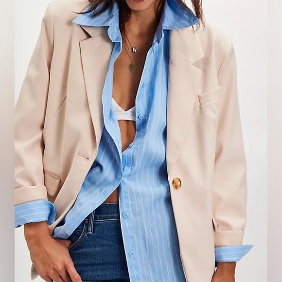 Free People Paper Cut Blazer Brazilian Sand Size XL - Picture 10 of 10